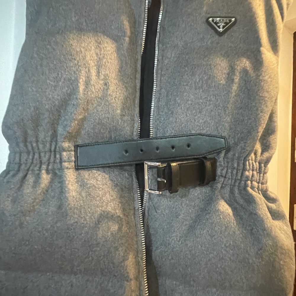 Prada Charcoal Grey Quilted Sleeveless Puffer Vest with Belt - Picture 9 of 11